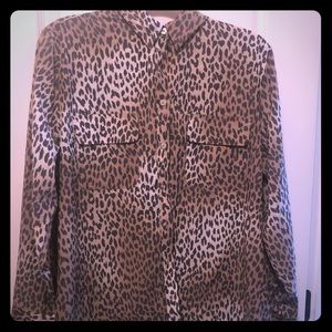 Chico’s cheetah print button down blouse Size 3